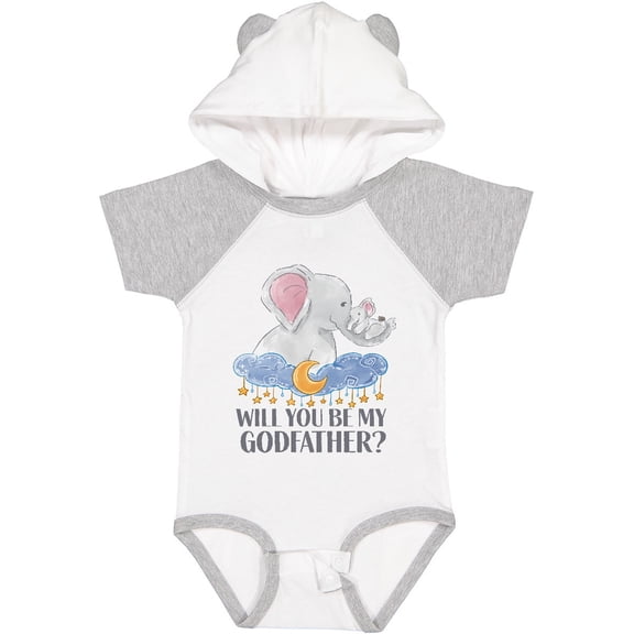 Inktastic Will You Be My Godfather? Elephants Moon and Stars Boys or Girls Baby Bodysuit