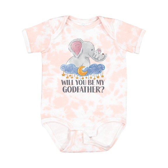 Inktastic Will You Be My Godfather? Elephants Moon and Stars Boys or Girls Baby Bodysuit