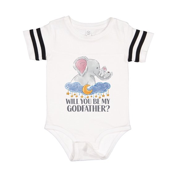 Inktastic Will You Be My Godfather? Elephants Moon and Stars Gift Baby Boy or Baby Girl Bodysuit