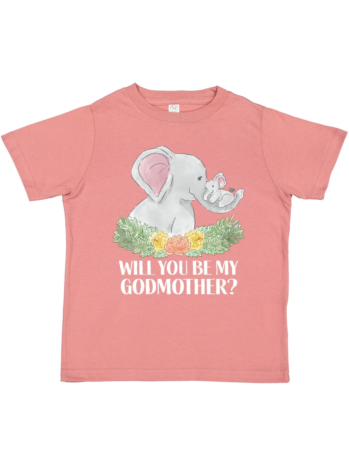 Inktastic Will You Be My Godmother? Cute Elephants with Flowers Boys or