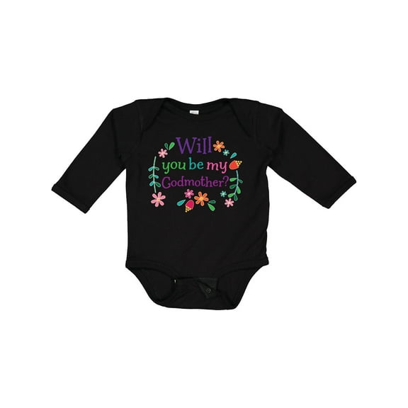 Inktastic Will You Be My Godmother Proposal Boys or Girls Long Sleeve Baby Bodysuit