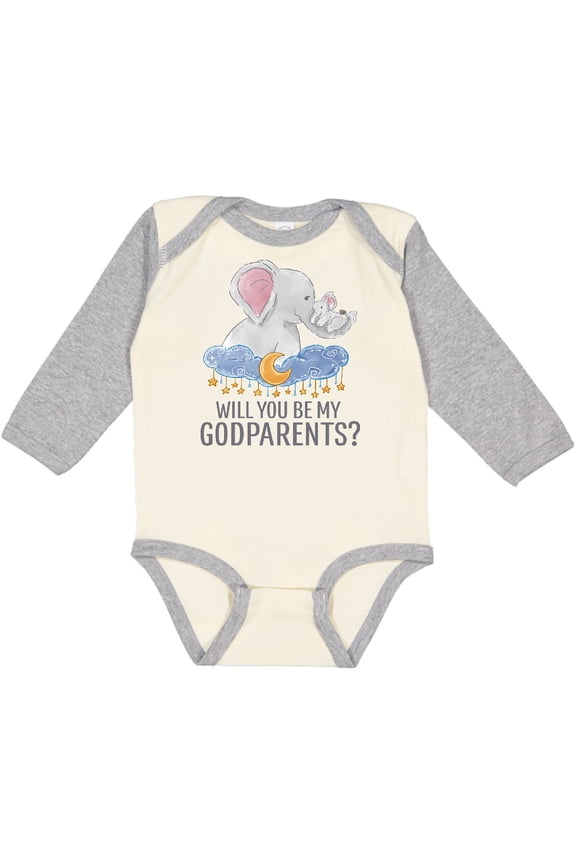 Will You Be My Godparents? Boys or Girls Long Sleeve Baby Bodysuit