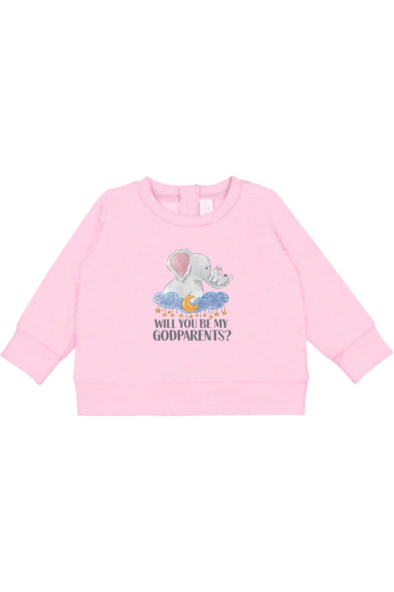 Will You Be My Godparents? Cute Elephants Moon and Stars Baby Sweatshirt