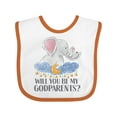 thumbnail image 1 of Inktastic Will You Be My Godparents? Cute Elephants Moon and Stars Boys or Girls Baby Bib, 1 of 4