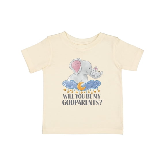 Inktastic Will You Be My Godparents? Cute Elephants Moon and Stars Boys or Girls Baby T-Shirt