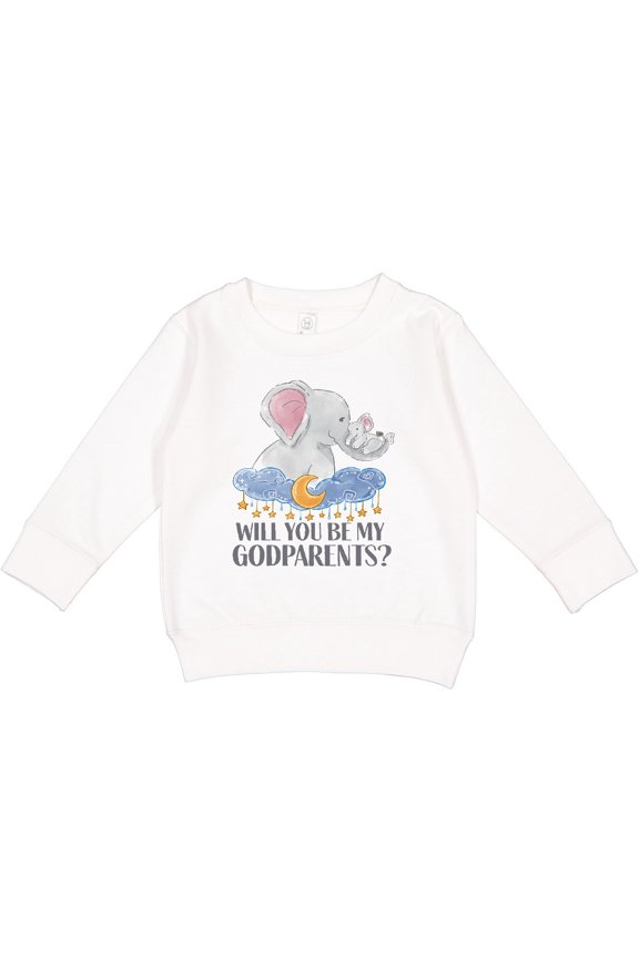 Will You Be My Godparents? Cute Elephants Moon and Stars Toddler Sweatshirt