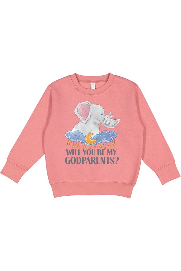 Will You Be My Godparents? Cute Elephants Moon and Stars Toddler Sweatshirt