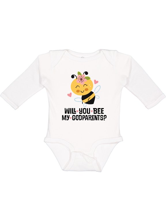 Will You Be My Godparents Proposal Godchild Boys or Girls Long Sleeve Baby Bodysuit
