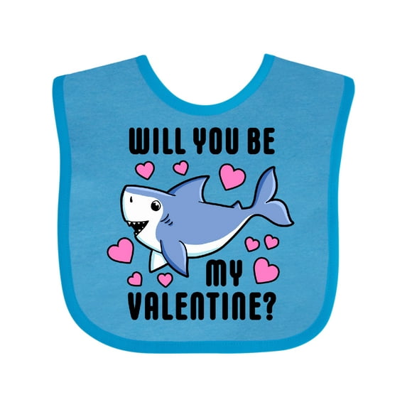 Inktastic Will You Be My Valentine with Cute Shark and Hearts Boys or Girls Baby Bib
