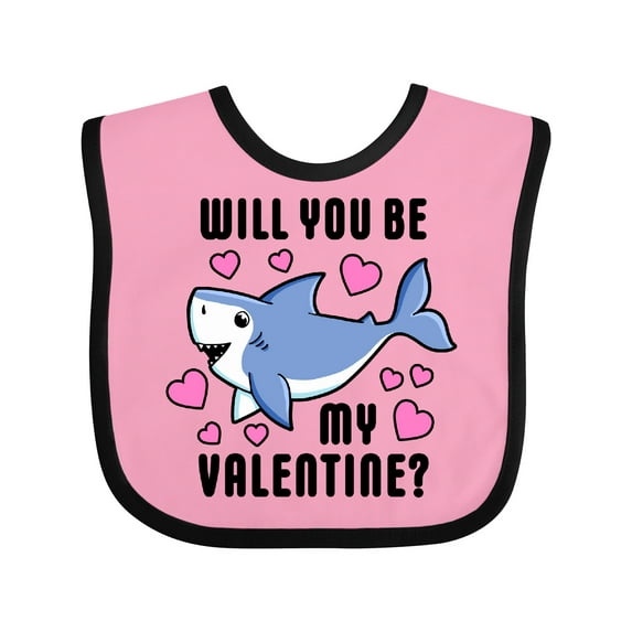 Inktastic Will You Be My Valentine with Cute Shark and Hearts Boys or Girls Baby Bib