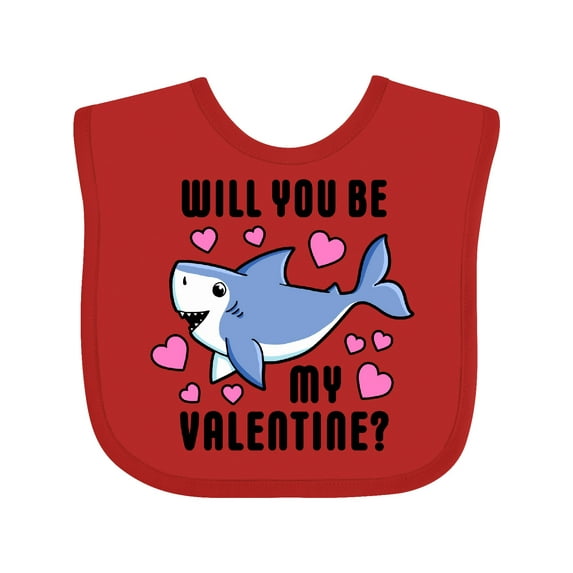 Inktastic Will You Be My Valentine with Cute Shark and Hearts Boys or Girls Baby Bib