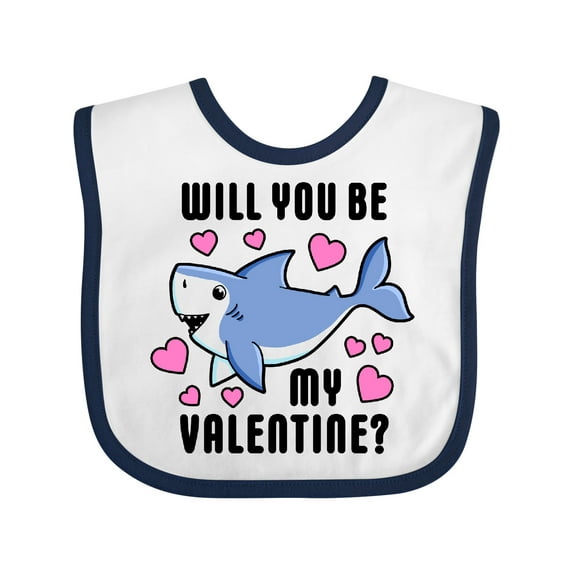 Inktastic Will You Be My Valentine with Cute Shark and Hearts Boys or Girls Baby Bib