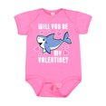 thumbnail image 1 of Inktastic Will You Be My Valentine with Cute Shark and Hearts Boys or Girls Baby Bodysuit, 1 of 5