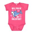 thumbnail image 1 of Inktastic Will You Be My Valentine with Cute Shark and Hearts Boys or Girls Baby Bodysuit, 1 of 5