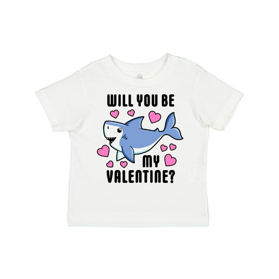 Inktastic Will You Be My Valentine with Cute Shark and Hearts Boys or Girls Toddler T-Shirt