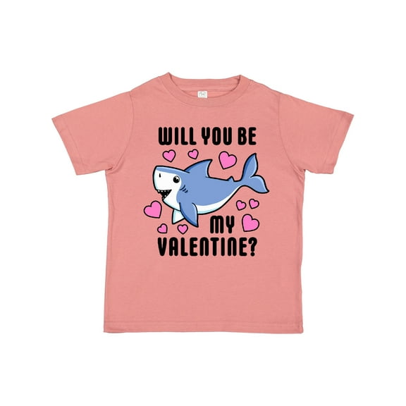 Inktastic Will You Be My Valentine with Cute Shark and Hearts Boys or Girls Toddler T-Shirt