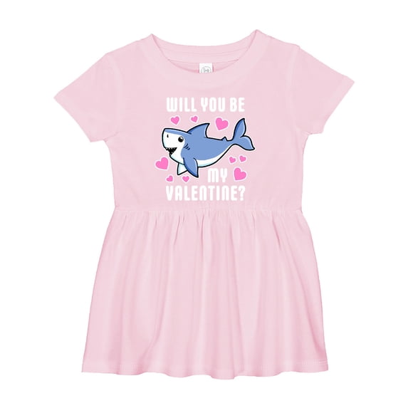 Inktastic Will You Be My Valentine with Cute Shark and Hearts Girls Baby Dress