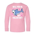 thumbnail image 1 of Inktastic Will You Be My Valentine with Cute Shark and Hearts Long Sleeve Youth T-Shirt, 1 of 5
