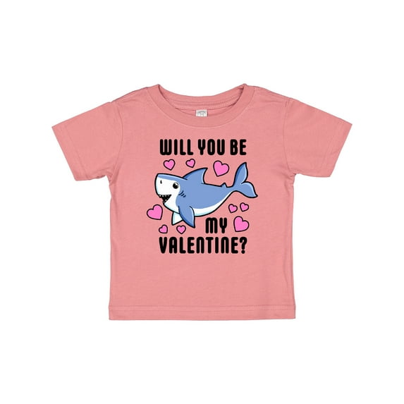 Inktastic Will you be my Valentine with Cute Shark and Hearts Boys or Girls Baby T-Shirt