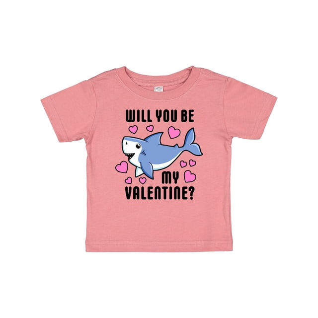 Inktastic Will you be my Valentine with Cute Shark and Hearts Boys or Girls Baby T-Shirt