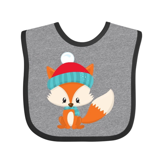 Inktastic Winter Fox, Cute Fox, Fox with Hat, Fox with Scarf Boys or Girls Baby Bib
