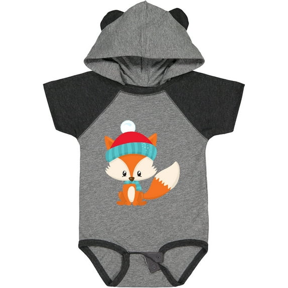 Inktastic Winter Fox, Cute Fox, Fox with Hat, Fox with Scarf Boys or Girls Baby Bodysuit