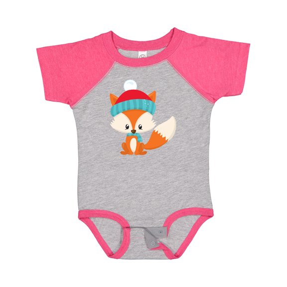 Inktastic Winter Fox, Cute Fox, Fox with Hat, Fox with Scarf Boys or Girls Baby Bodysuit