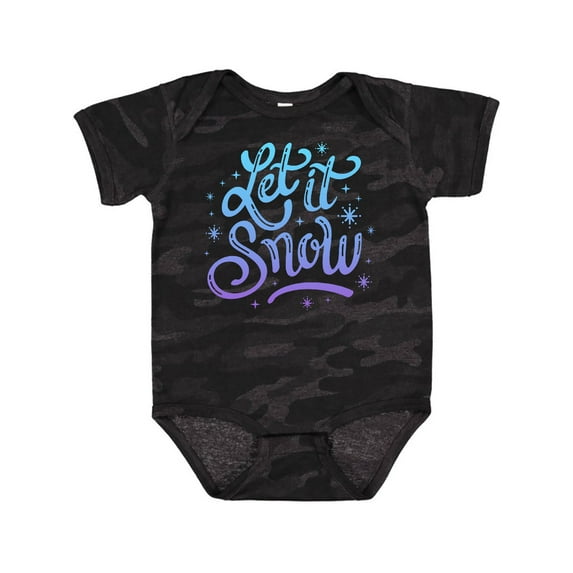 Inktastic Winter Let It Snow Lettering in Blue with Snowflakes Boys or Girls Baby Bodysuit