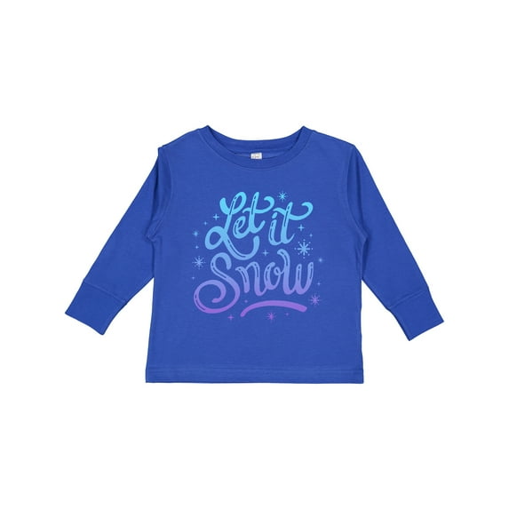 Inktastic Winter Let It Snow Lettering in Blue with Snowflakes Boys or Girls Long Sleeve Toddler T-Shirt