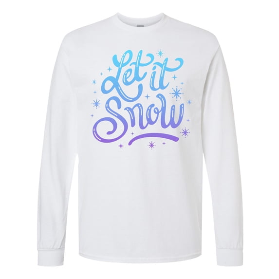 Inktastic Winter Let It Snow Lettering in Blue with Snowflakes Long Sleeve T-Shirt