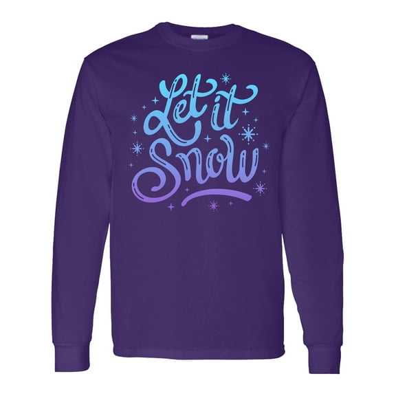 Inktastic Winter Let It Snow Lettering in Blue with Snowflakes Long Sleeve T-Shirt