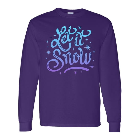 Inktastic Winter Let It Snow Lettering in Blue with Snowflakes Long Sleeve T-Shirt