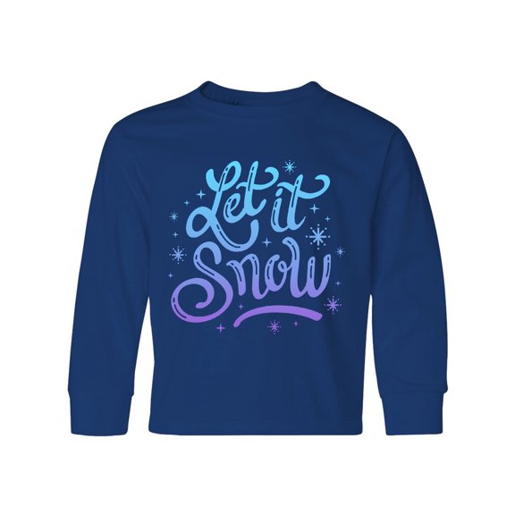 Inktastic Winter Let It Snow Lettering in Blue with Snowflakes Long Sleeve Youth T-Shirt