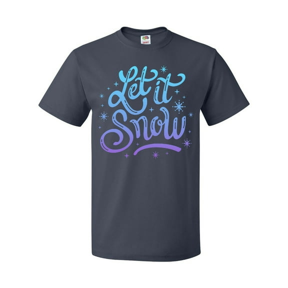 Inktastic Winter Let It Snow Lettering in Blue with Snowflakes T-Shirt
