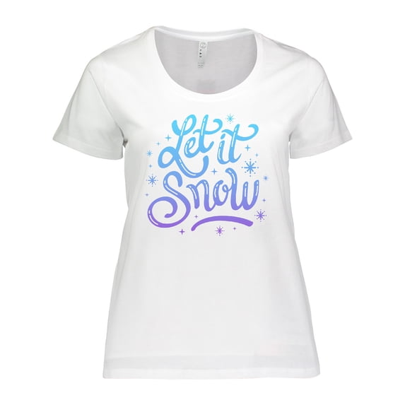 Inktastic Winter Let It Snow Lettering in Blue with Snowflakes Women's Plus Size T-Shirt
