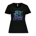 thumbnail image 1 of Inktastic Winter Let It Snow Lettering in Blue with Snowflakes Women's Plus Size T-Shirt, 1 of 5