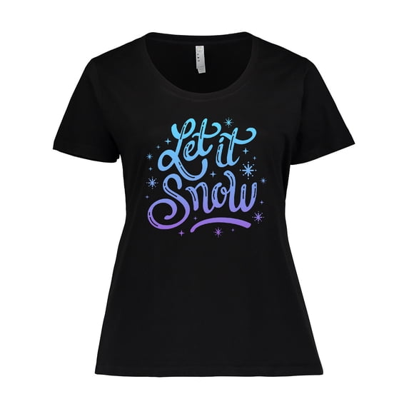 Inktastic Winter Let It Snow Lettering in Blue with Snowflakes Women's Plus Size T-Shirt