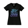 thumbnail image 1 of Inktastic Winter Let It Snow Lettering in Blue with Snowflakes Women's Plus Size V-Neck T-Shirt, 1 of 5