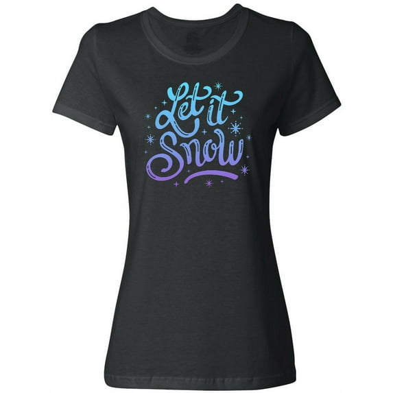 Inktastic Winter Let It Snow Lettering in Blue with Snowflakes Women's T-Shirt