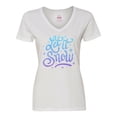 thumbnail image 1 of Inktastic Winter Let It Snow Lettering in Blue with Snowflakes Women's V-Neck T-Shirt, 1 of 5