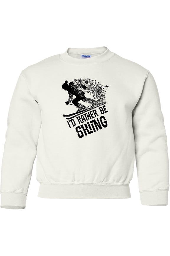 Winter Skier Id Rather Be Skiing Youth Sweatshirt