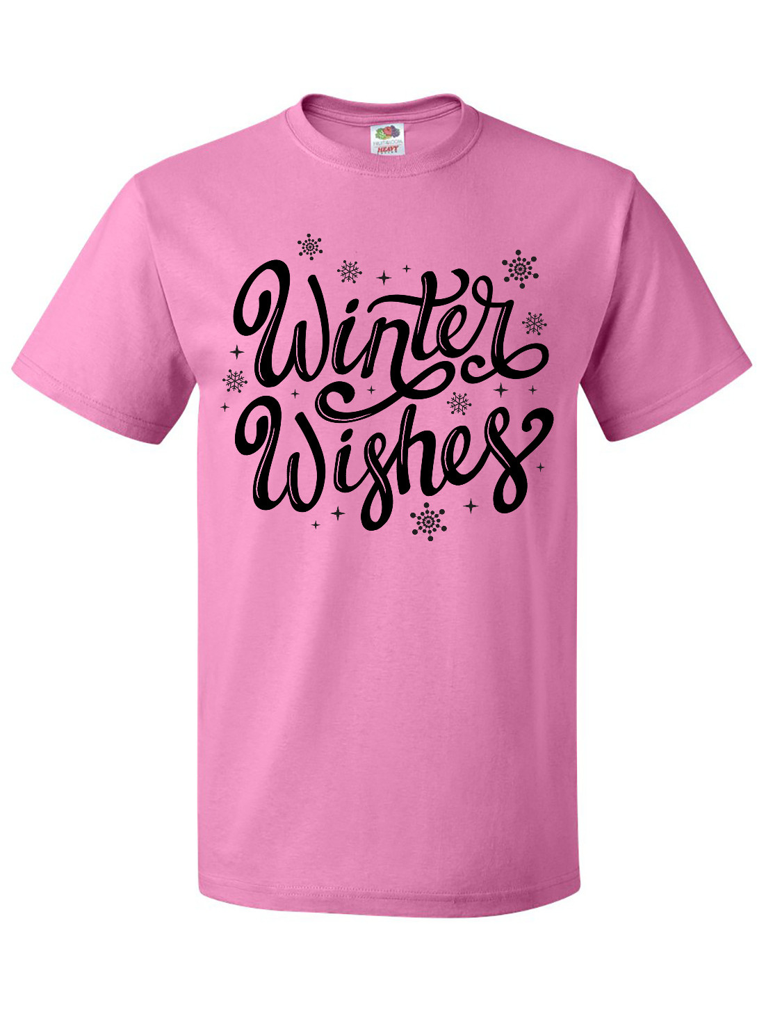 Inktastic Winter Wishes Hand Lettering in Black with Snowflakes T-Shirt - image 1 of 4