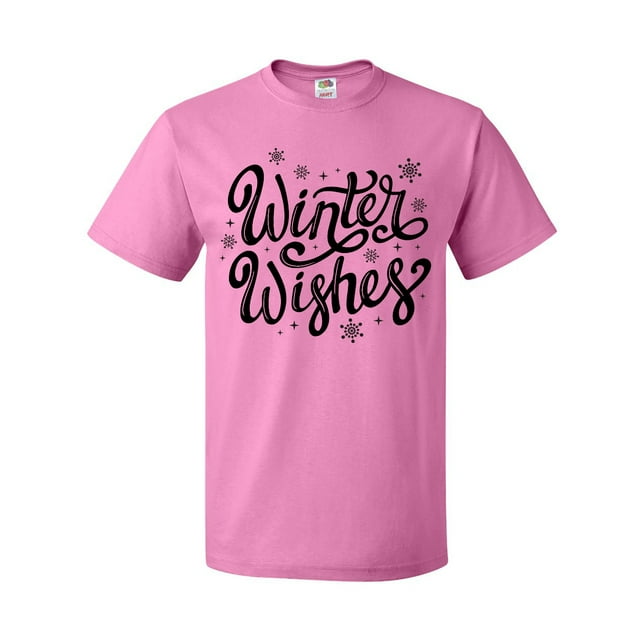 Inktastic Winter Wishes Hand Lettering in Black with Snowflakes T-Shirt