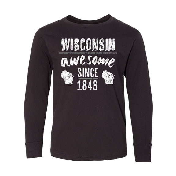Inktastic Wisconsin Awesome Since 1848 Long Sleeve Youth T-Shirt