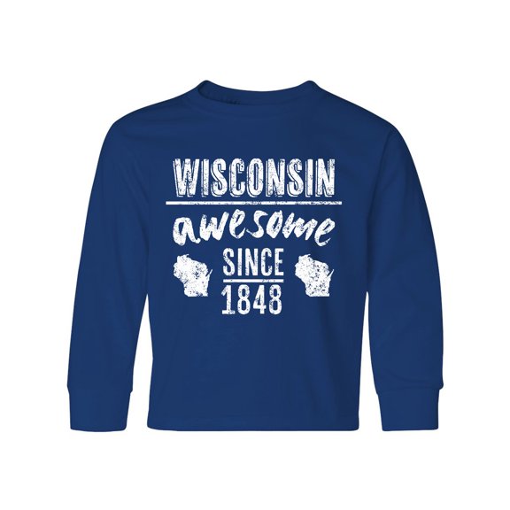 Inktastic Wisconsin Awesome Since 1848 Long Sleeve Youth T-Shirt