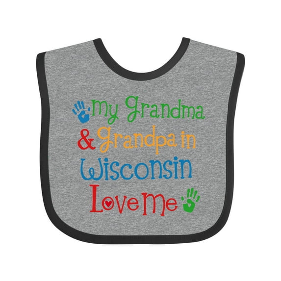 Inktastic Wisconsin Grandma Loves Me Boys or Girls Baby Bib