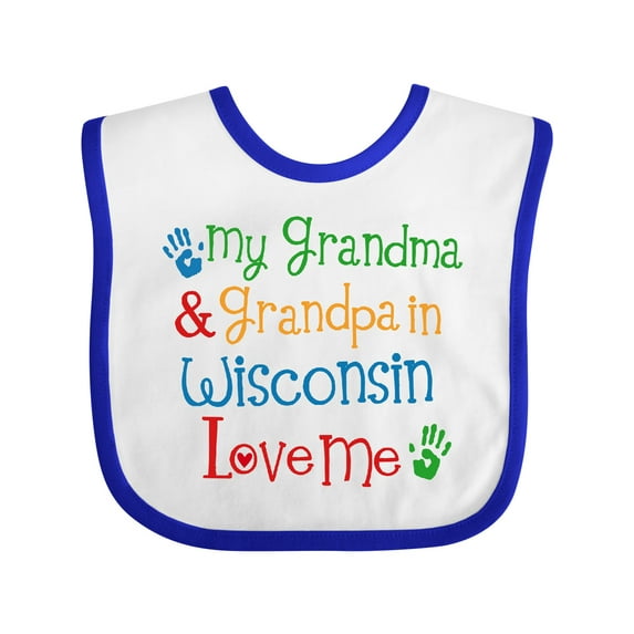 Inktastic Wisconsin Grandma Loves Me Boys or Girls Baby Bib