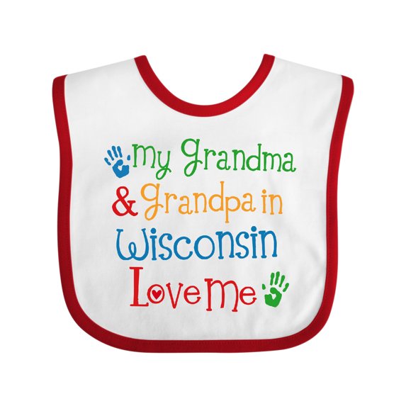 Inktastic Wisconsin Grandma Loves Me Boys or Girls Baby Bib