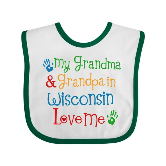 Inktastic Wisconsin Grandma Loves Me Boys or Girls Baby Bib