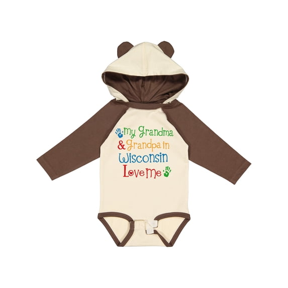 Inktastic Wisconsin Grandma Loves Me Boys or Girls Long Sleeve Baby Bodysuit